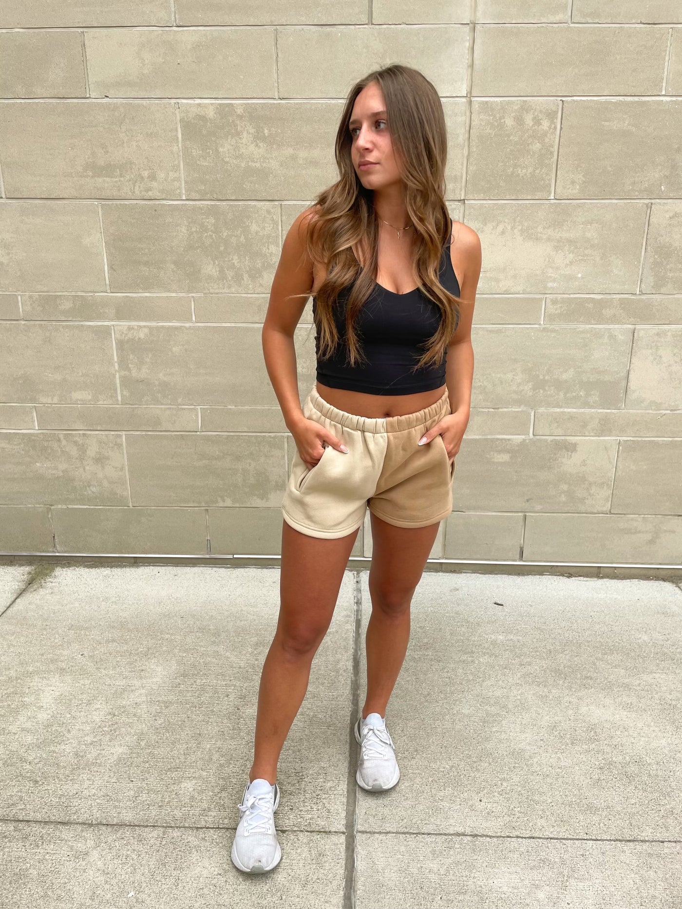 Comfy Color block lounge shorts  50% Polyester, 50% Cotton  High waisted  Thick elasticated waistband  Fit & flare design Coffee Color